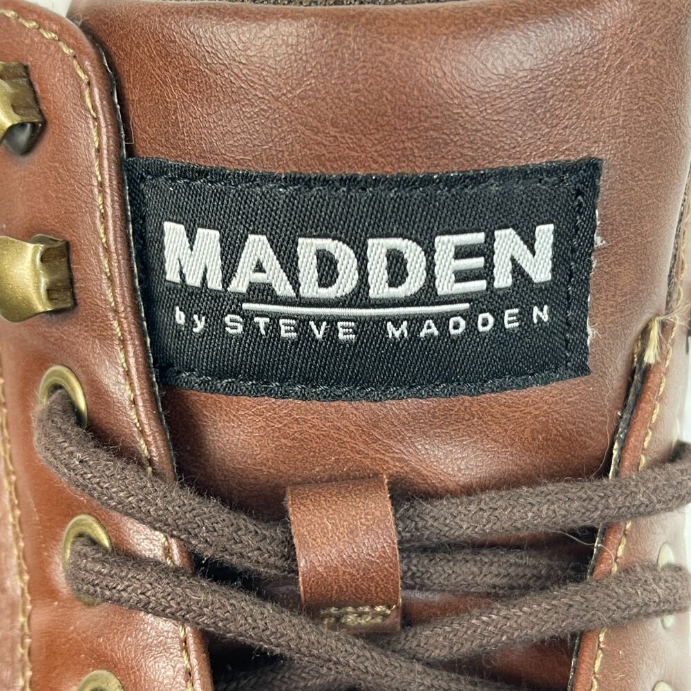 Madden Men’s Combat Ankle Boots US 8.5 EU 41.5 Brown Faux Leather Lace Up - Picture 10 of 12